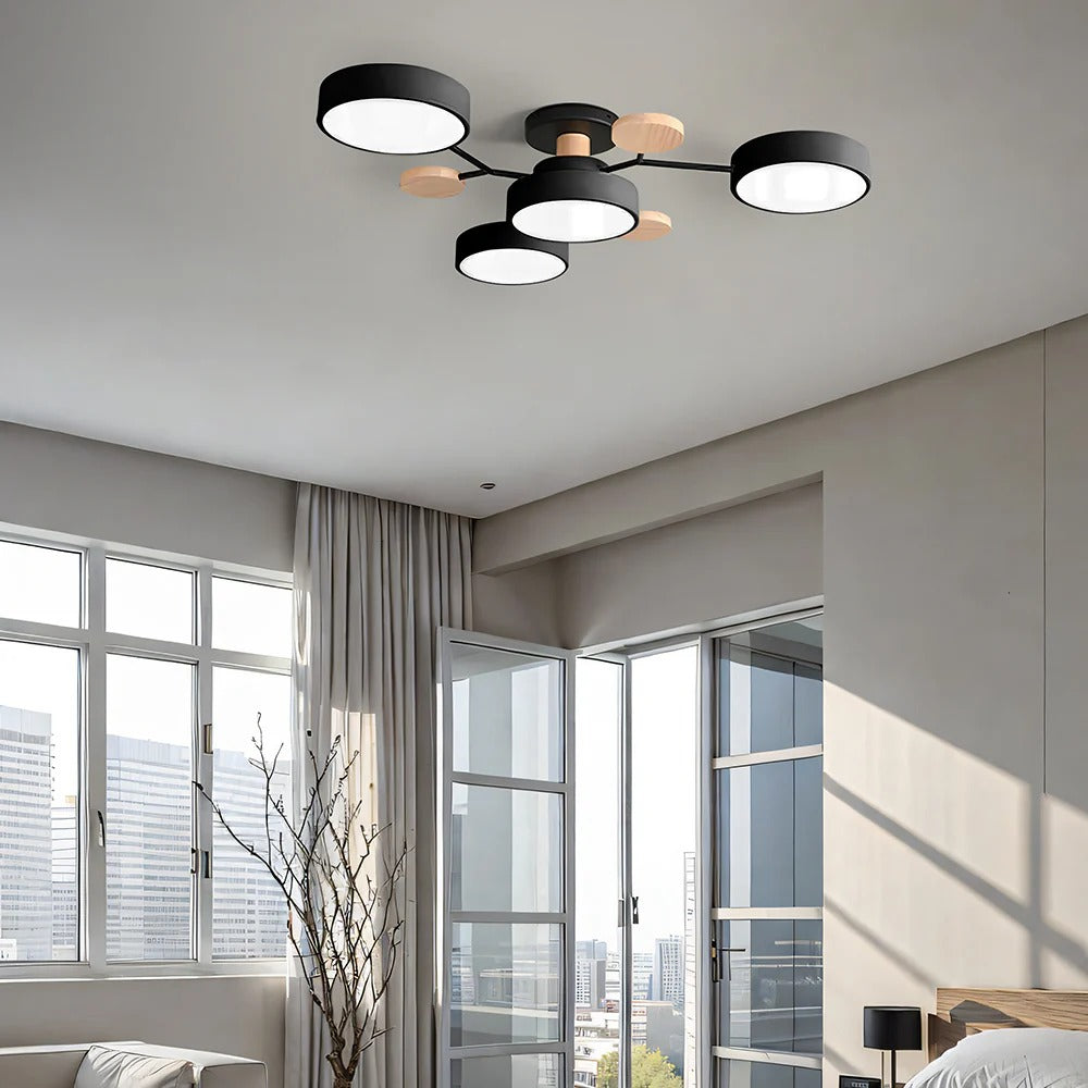 LED Ceiling Light Circular Semi-Flush Iron Acrylic Modern Dimmable Lighting Living Room Bedroom Ceiling | Sansoti