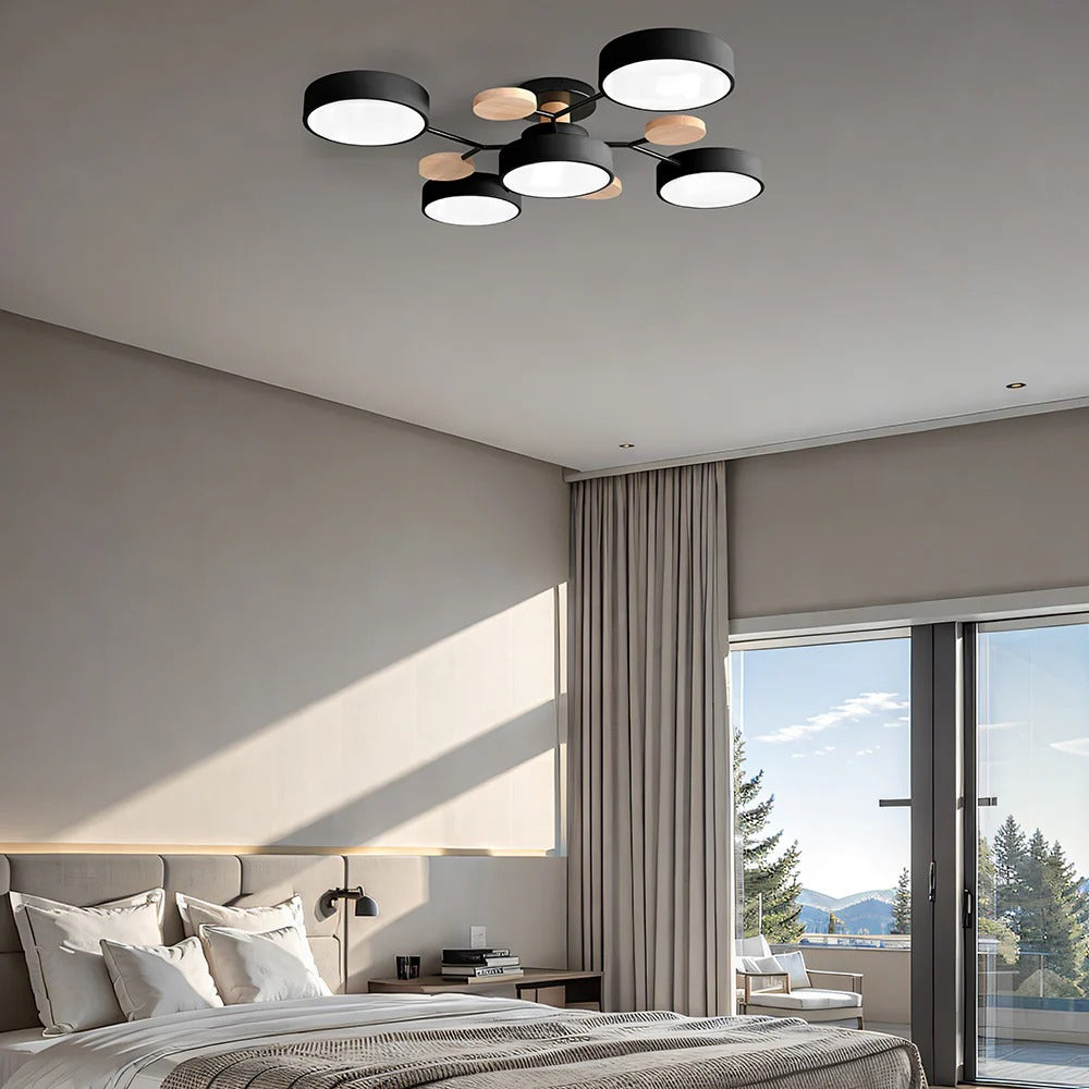 LED Ceiling Light Circular Semi-Flush Iron Acrylic Modern Dimmable Lighting Living Room Bedroom Ceiling | Sansoti