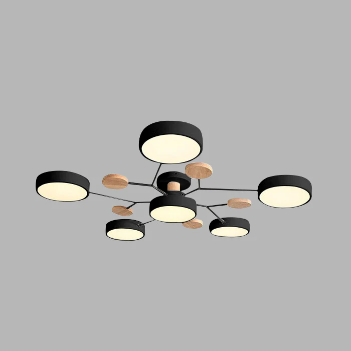 LED Ceiling Light Circular Semi-Flush Iron Acrylic Modern Dimmable Lighting Living Room Bedroom Ceiling | Sansoti