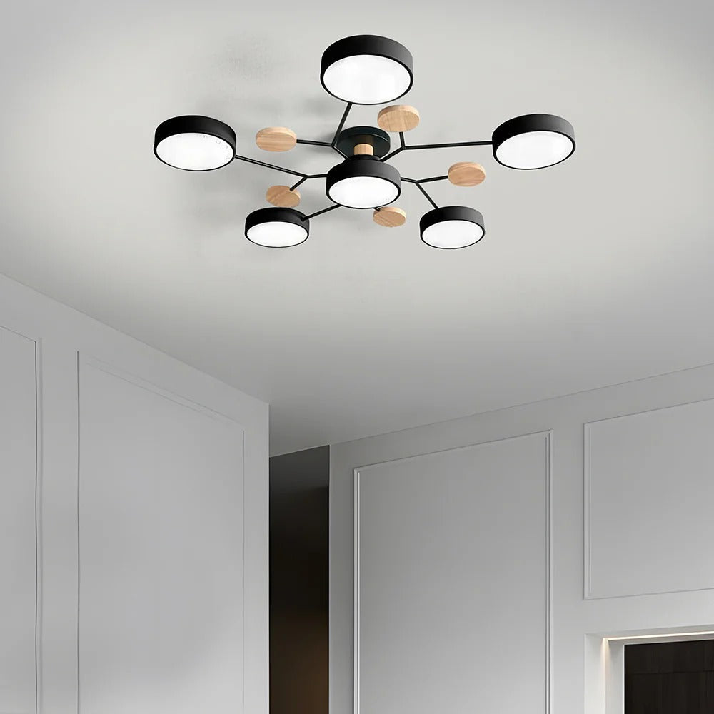 LED Ceiling Light Circular Semi-Flush Iron Acrylic Modern Dimmable Lighting Living Room Bedroom Ceiling | Sansoti