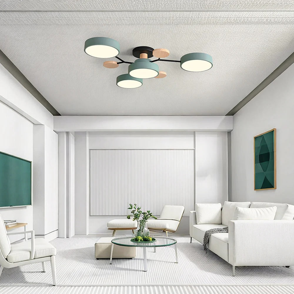 LED Ceiling Light Circular Semi-Flush Iron Acrylic Modern Dimmable Lighting Living Room Bedroom Ceiling | Sansoti