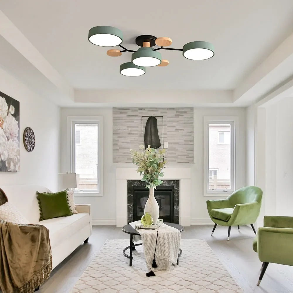 LED Ceiling Light Circular Semi-Flush Iron Acrylic Modern Dimmable Lighting Living Room Bedroom Ceiling | Sansoti