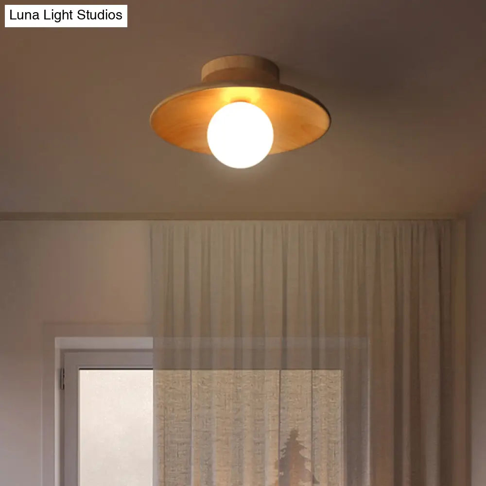 Wooden Semi-Flush Ceiling Light Warm Minimalist Design G9 Socket for Hallway Corridor Bedroom Living Room | Sansoti