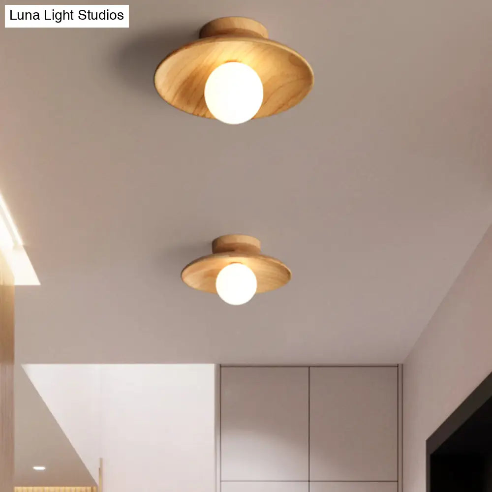 Wooden Semi-Flush Ceiling Light Warm Minimalist Design G9 Socket for Hallway Corridor Bedroom Living Room | Sansoti