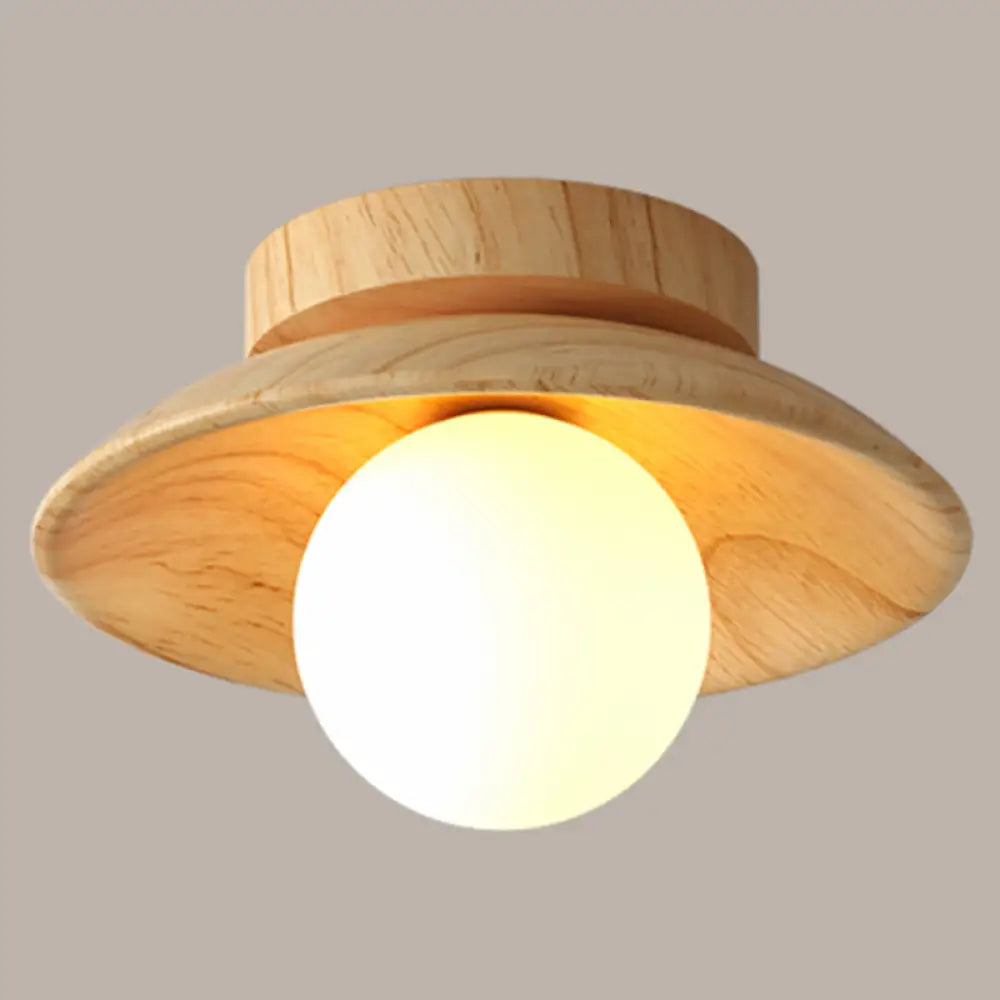 Wooden Semi-Flush Ceiling Light Warm Minimalist Design G9 Socket for Hallway Corridor Bedroom Living Room | Sansoti