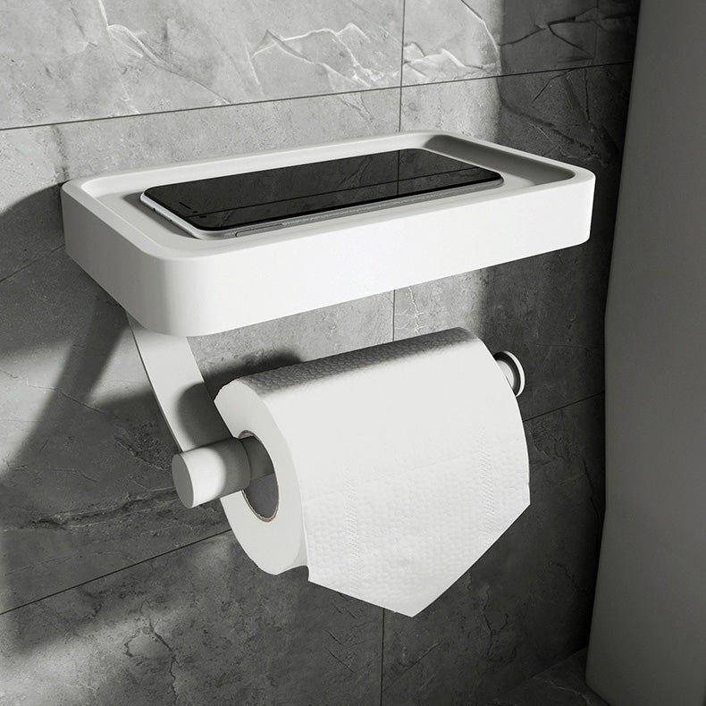 Toiletrolhouder met Plankje RVS Wandmontage Zonder Boren Modern Badkameraccessoire Zwart Wit Grijs Smartphone | Sansoti