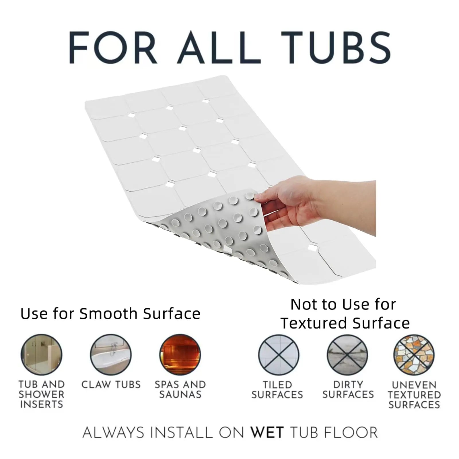 Foldable Non-Slip Bath Mat with Suction Cups Silicone Bathroom Mat for Shower and Bath | Sansoti
