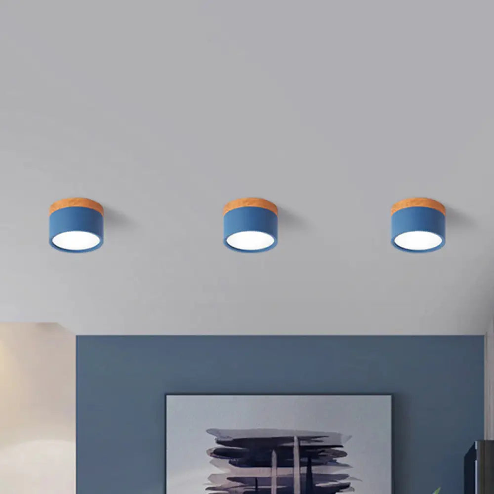 Macaron Plafondlamp Cilindrisch Metaal voor Keuken of Bar – Geel, Blauw, Zwart & Hout | Sansoti