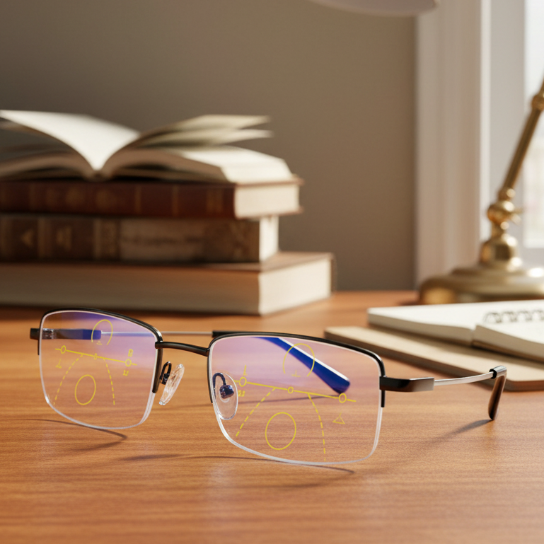 Progressive Lesebrille mit automatischer Anpassung — Blaulichtfilter & UV-Schutz für entspanntes Sehen | Sansoti