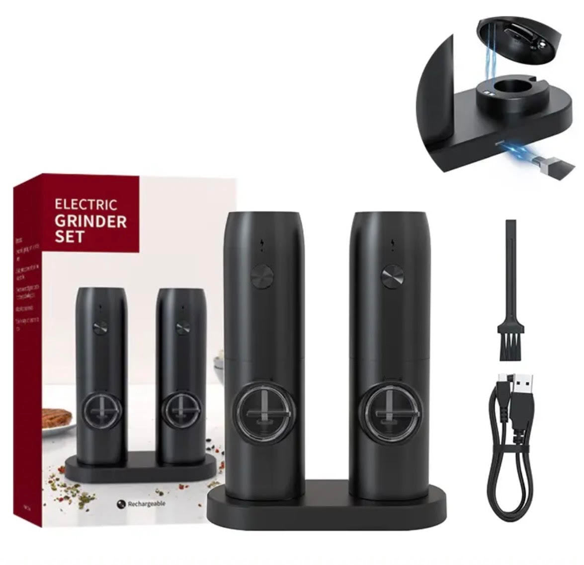 Elektrische Zout- en Pepermolen Set – Automatische Kruidenmolen met USB Oplaadbaar | Sansoti