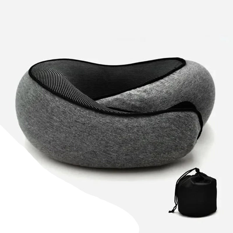 Nekkussen Memory Foam U-Vorm Reiskussen Ergonomisch Verstelbaar Comfort Slapen Onderweg Vliegtuig Auto Grijs | Sansoti