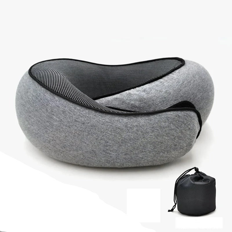 Nekkussen Memory Foam U-Vorm Reiskussen Ergonomisch Verstelbaar Comfort Slapen Onderweg Vliegtuig Auto Grijs | Sansoti