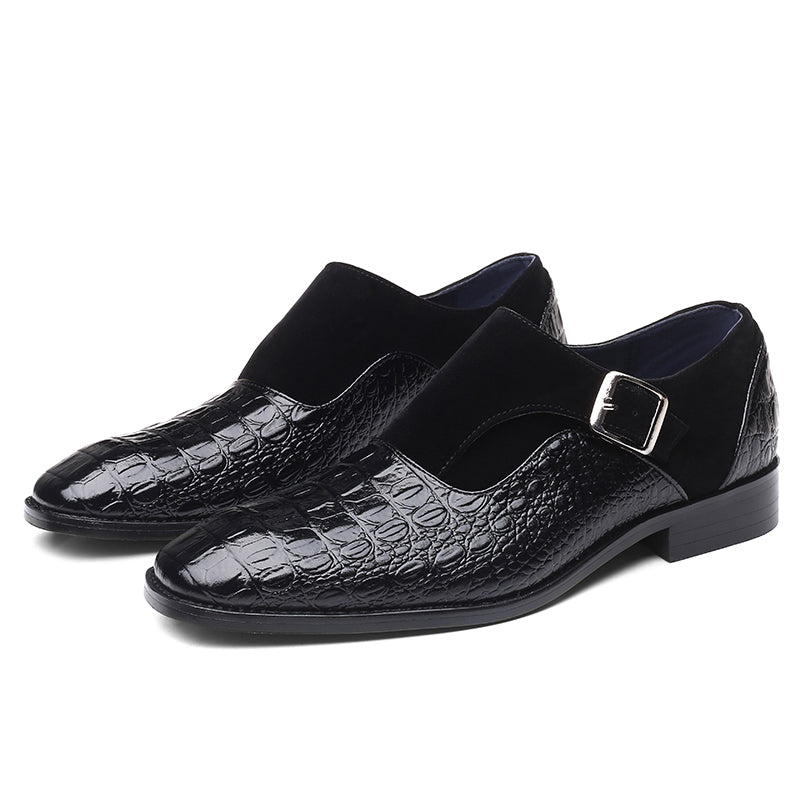 Heren Veterschoenen met Slangenleerstructuur Zwart Elegant Formeel Design Zakelijk Feestelijk Stijlvol | Sansoti