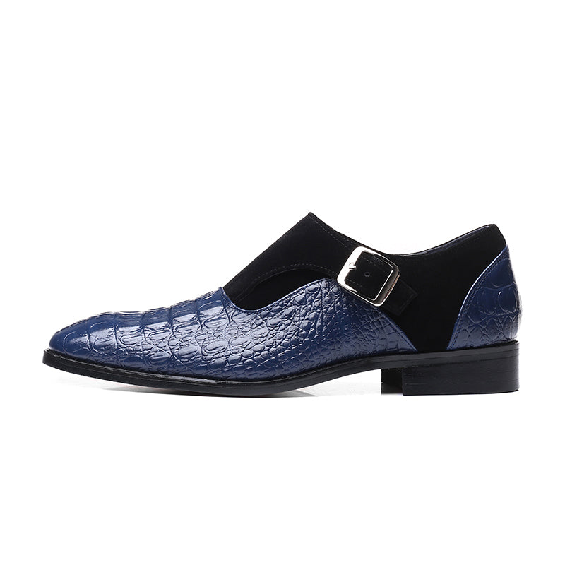 Herren-Halbschuhe mit Schlangenlederprint in Blau - wasserabweisend und kratzfest für formelle Anlässe | Sansoti