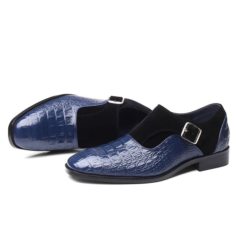 Herren-Halbschuhe mit Schlangenlederprint in Blau - wasserabweisend und kratzfest für formelle Anlässe | Sansoti
