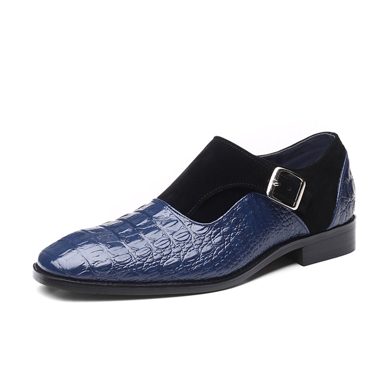 Herren-Halbschuhe mit Schlangenlederprint in Blau - wasserabweisend und kratzfest für formelle Anlässe | Sansoti