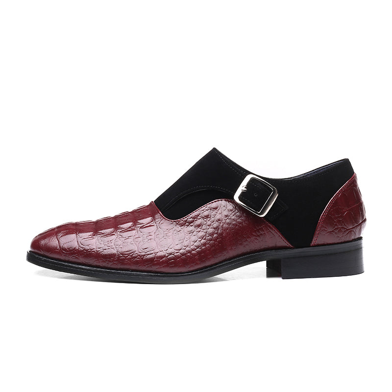 Herenschoenen met Slangenprint Reliëf Bordeaux Formele Gelegenheidsschoenen voor Zakelijk Feesten Stijlvol | Sansoti