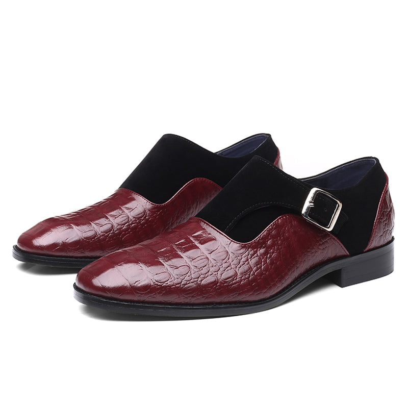 Herenschoenen met Slangenprint Reliëf Bordeaux Formele Gelegenheidsschoenen voor Zakelijk Feesten Stijlvol | Sansoti