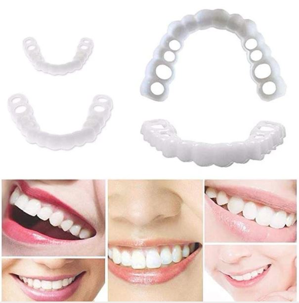 Cosmetic Snap-On Dental Veneer, White, Flexible, Reusable DIY Tooth Cover for Upper Teeth and a Beautiful Smile | Sansoti
