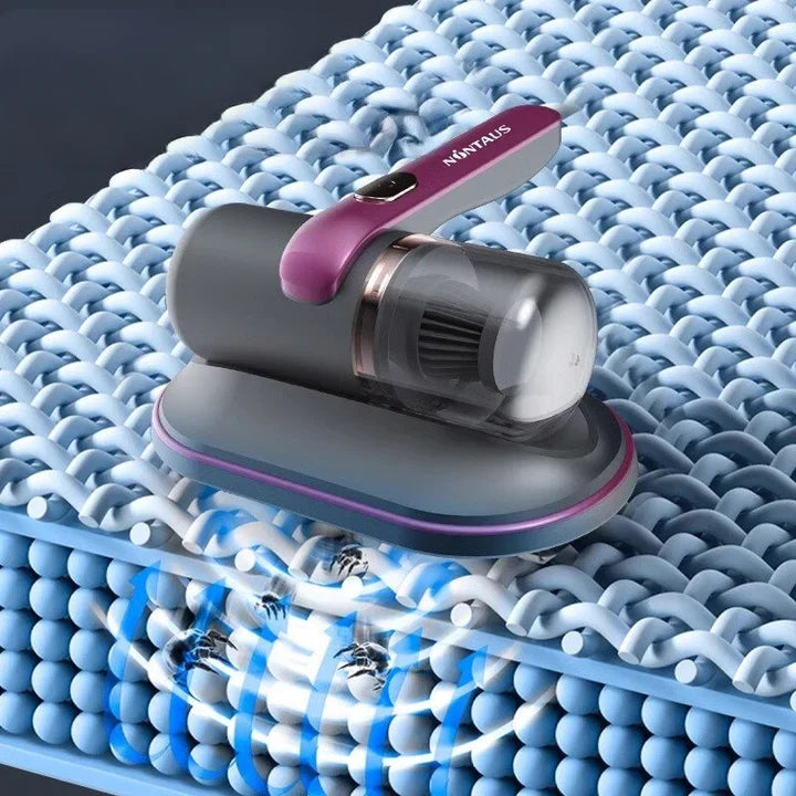 Draadloze Handstofzuiger met UV-C Sterilisatie voor Matras | Anti-Mijt Reiniger met Zuigkracht | Huisstofmijt Verwijderaar voor Bedden Bank Kussens | Allergiebestrijding Stofzuiger 60 min | Paars Goud | Sansoti