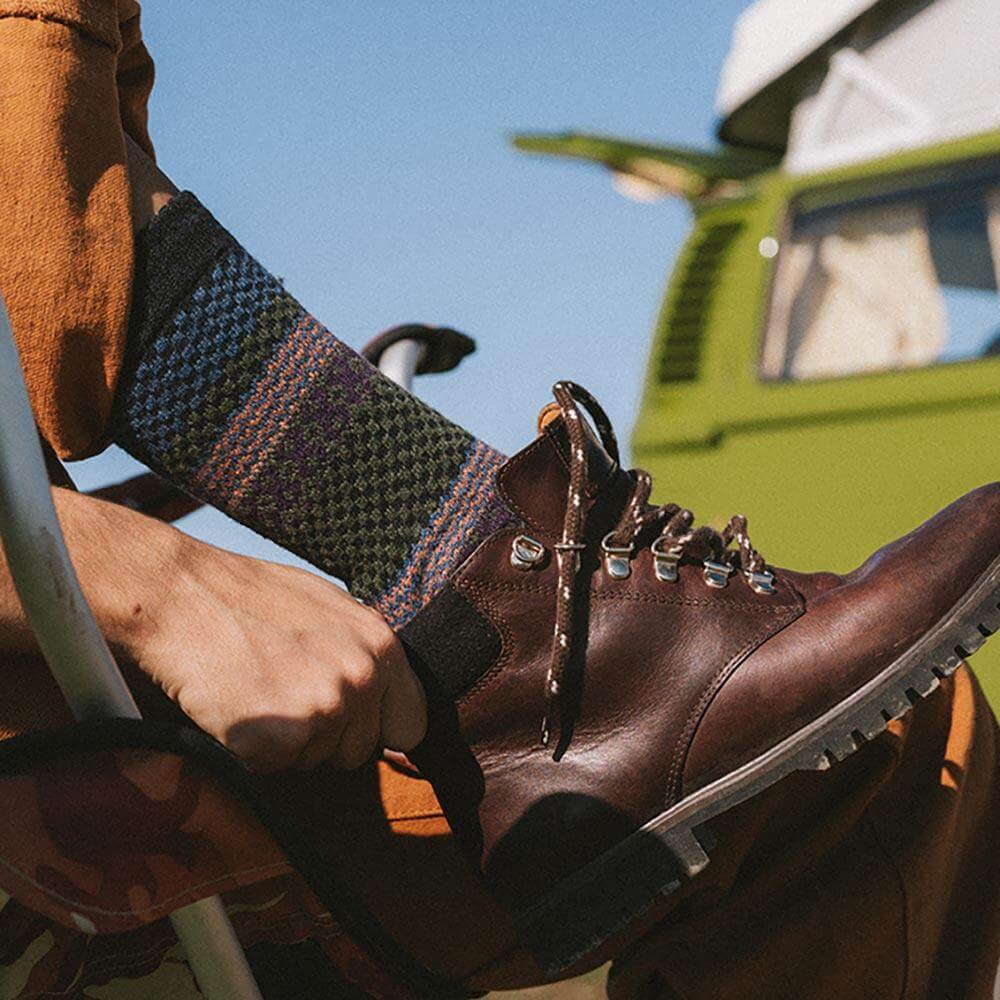 Set mit 4 Paar Vintage-Wollsocken Herbst Winter Jacquard-Muster Warm Atmungsaktiv Bequem Einheitsgröße Damen | Sansoti