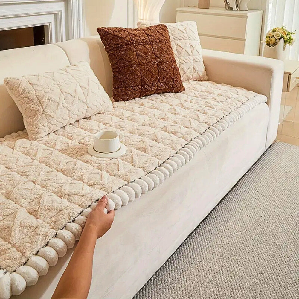 Sherpa Bankbeschermhoes – Gequilt Microfiber Bankovertrek met Anti-Slip voor 1-Zits 2-Zits 3-Zits 4-Zits Banken – Bescherming tegen Vlekken Stof Slijtage | Sansoti