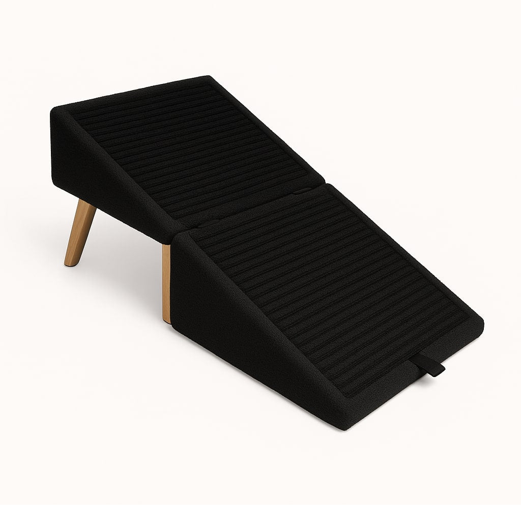 Haustiertreppe mit Liegefunktion, Stahlrahmen, Polyester, rutschfester Aufgang, Hund, Katze, Sofa, Bett, Möbel, Treppe, Stauraum | Sansoti