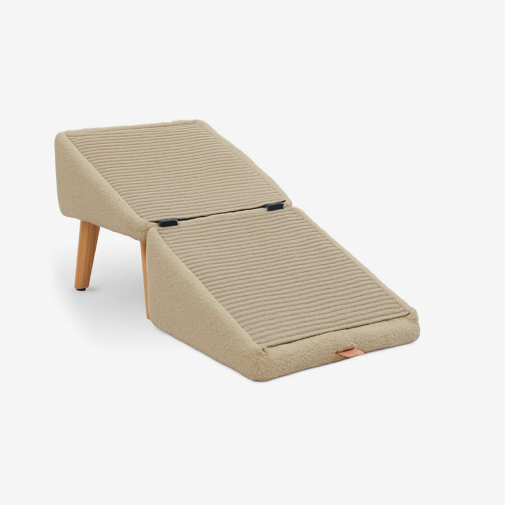 Haustiertreppe mit Liegefunktion, Stahlrahmen, Polyester, rutschfester Aufgang, Hund, Katze, Sofa, Bett, Möbel, Treppe, Stauraum | Sansoti