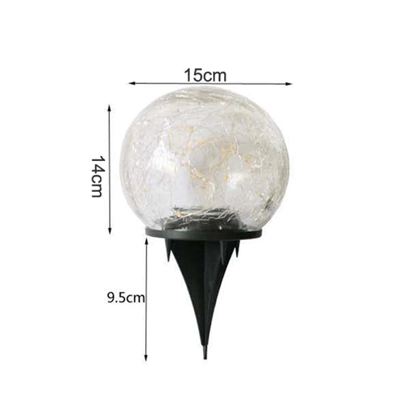 Solartuinlamp met Gekraakt Glas Effect en Warme LED-Verlichting voor Pad en Terras | Sansoti