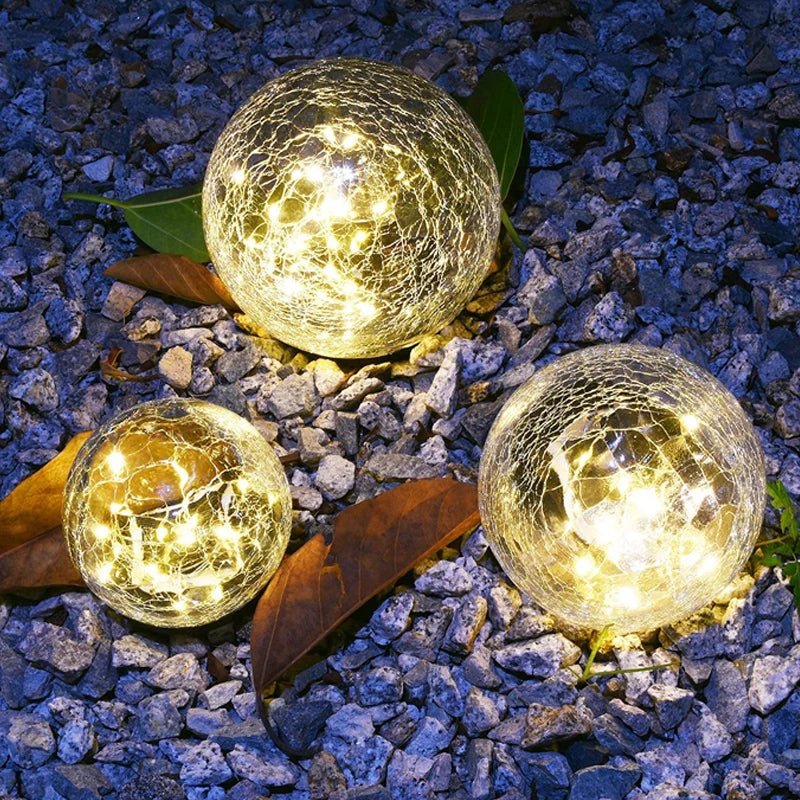 Solartuinlamp met Gekraakt Glas Effect en Warme LED-Verlichting voor Pad en Terras | Sansoti