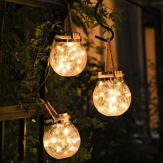 Zonne-energie Glazen Bol Lantaarn met Kraakglas Effect voor Tuin en Terras | Sansoti