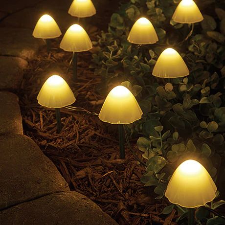 Solar Tuinlampen Paddestoelvorm 10 LED-Verlichting met Grondspiesen voor Tuin en Terras Sfeerlicht | Sansoti