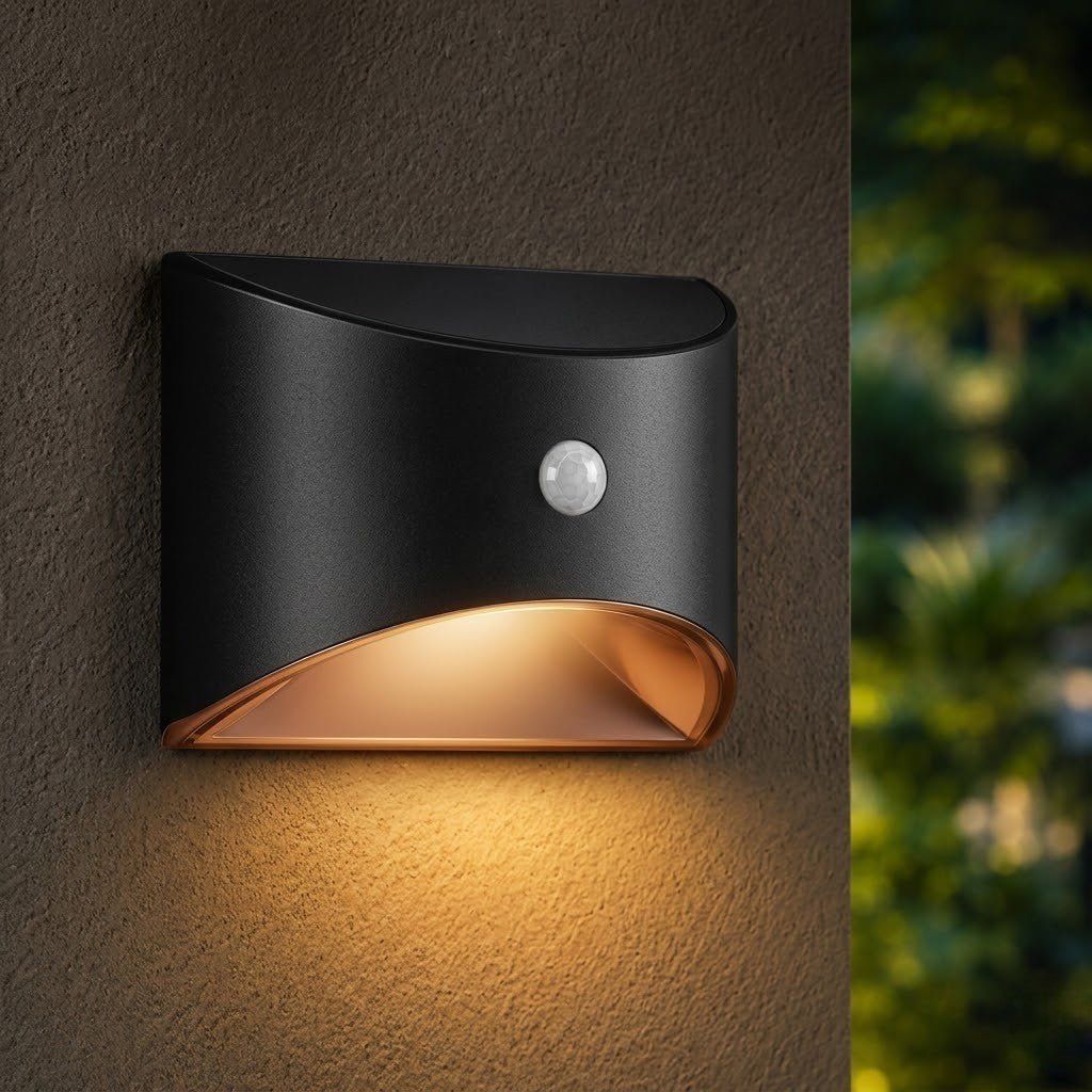 Solarbetriebene Außenlampe mit Bewegungssensor, IP65, wasserdichte LED-Beleuchtung für Garten, Wand, Weg und Einfahrt | Sansoti