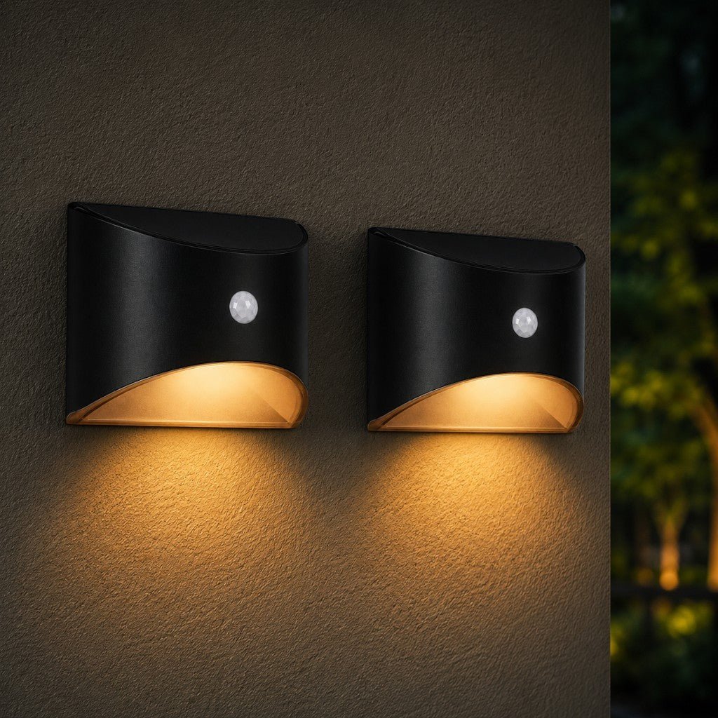 Solarbetriebene Außenlampe mit Bewegungssensor, IP65, wasserdichte LED-Beleuchtung für Garten, Wand, Weg und Einfahrt | Sansoti
