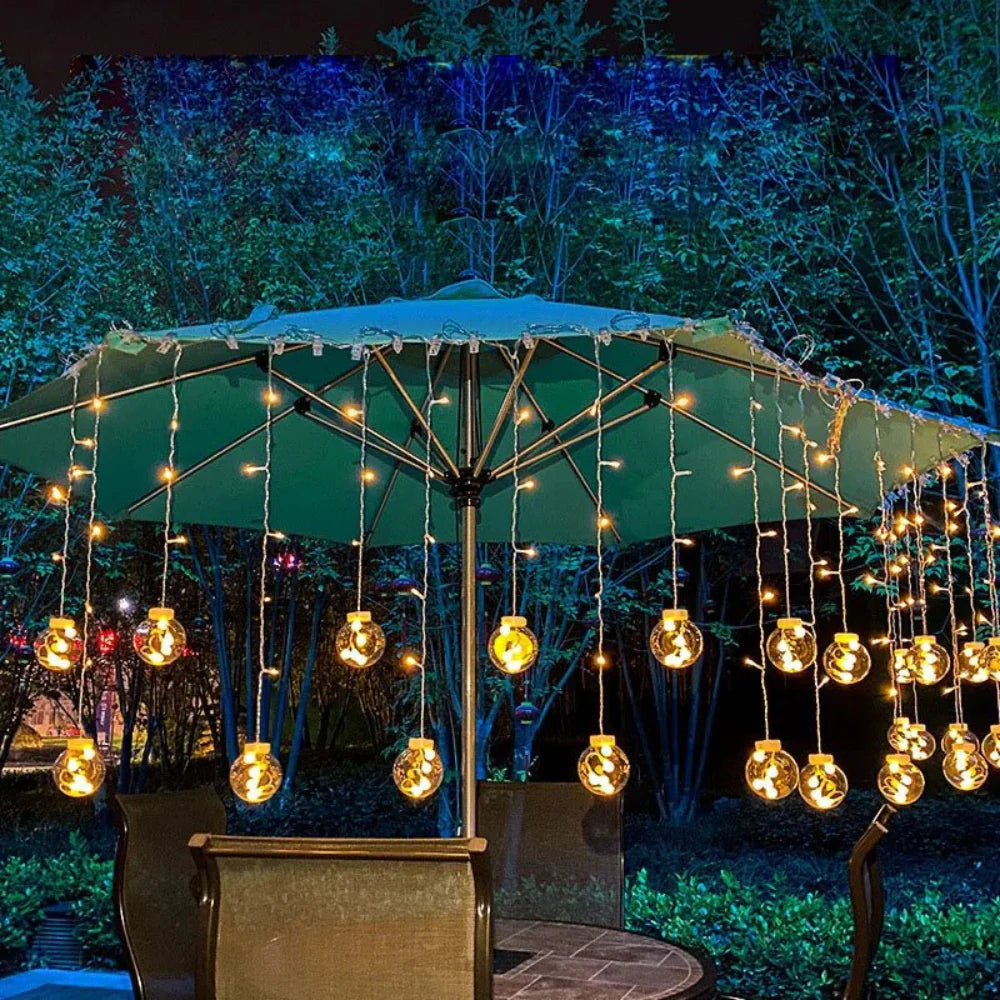 Zonneverlichte Slinger met Hangende Lampen voor Tuin en Terras – 3 Meter Warm Sfeerverlichting | Sansoti