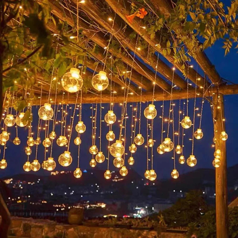 Zonneverlichte Slinger met Hangende Lampen voor Tuin en Terras – 3 Meter Warm Sfeerverlichting | Sansoti