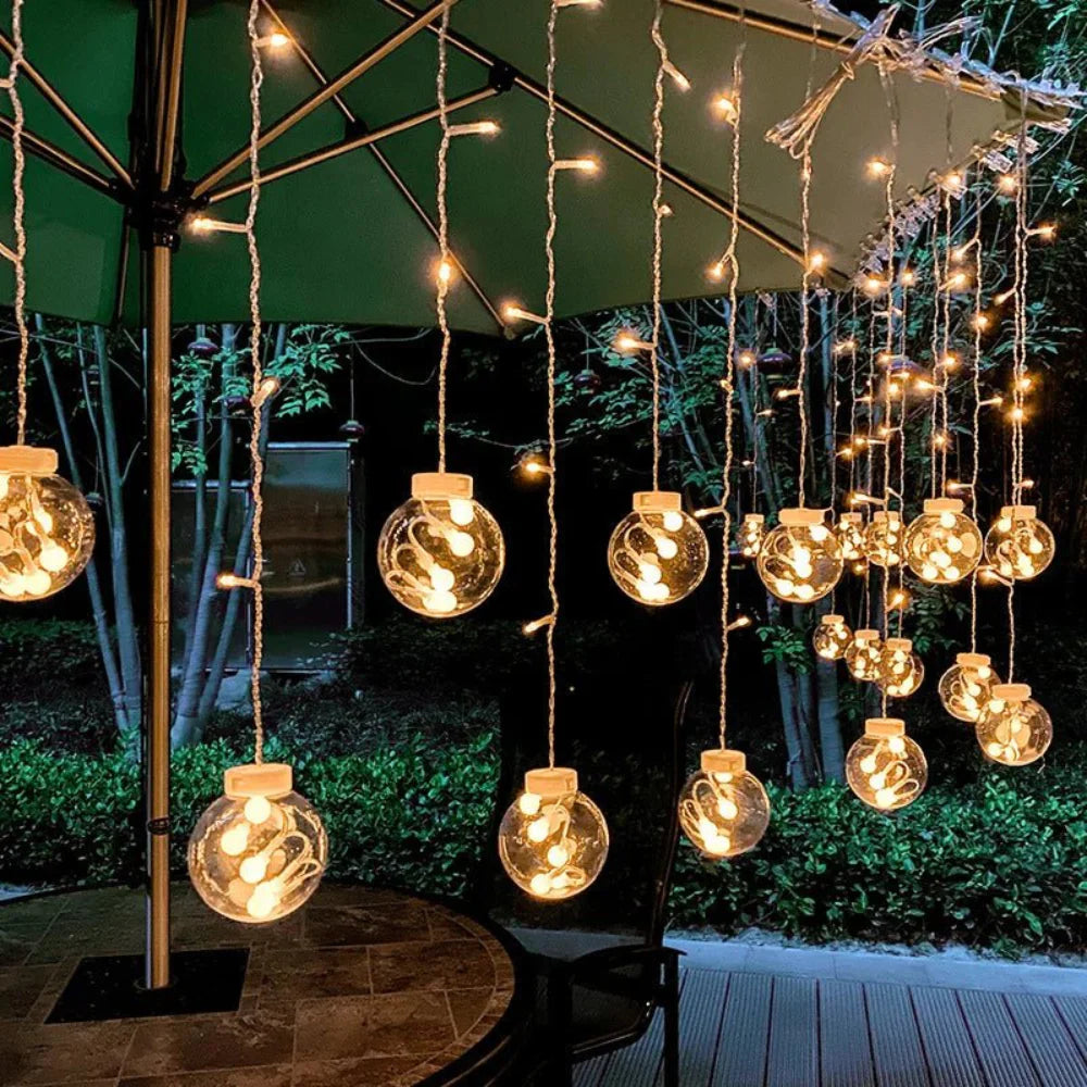 Zonneverlichte Slinger met Hangende Lampen voor Tuin en Terras – 3 Meter Warm Sfeerverlichting | Sansoti