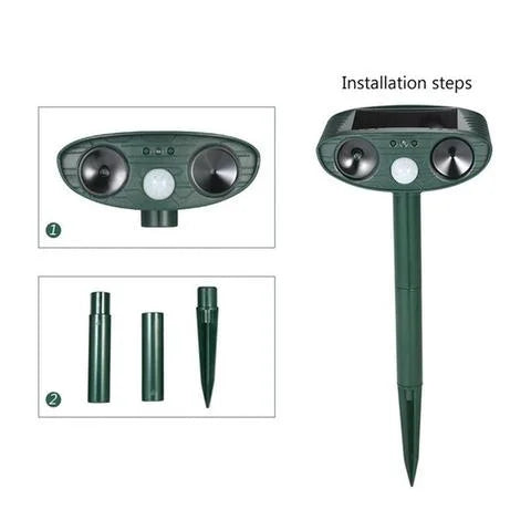 Solar-Powered Ultrasonic Garden Repellent with Motion Sensor for Animal Deterrence Outdoor Protection up to 225m² | Sansoti