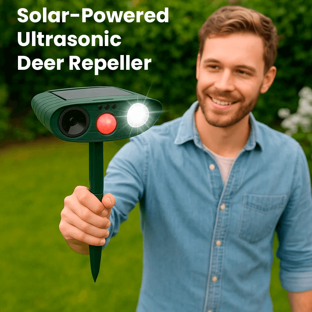 Solar-Powered Ultrasonic Garden Repellent with Motion Sensor for Animal Deterrence Outdoor Protection up to 225m² | Sansoti