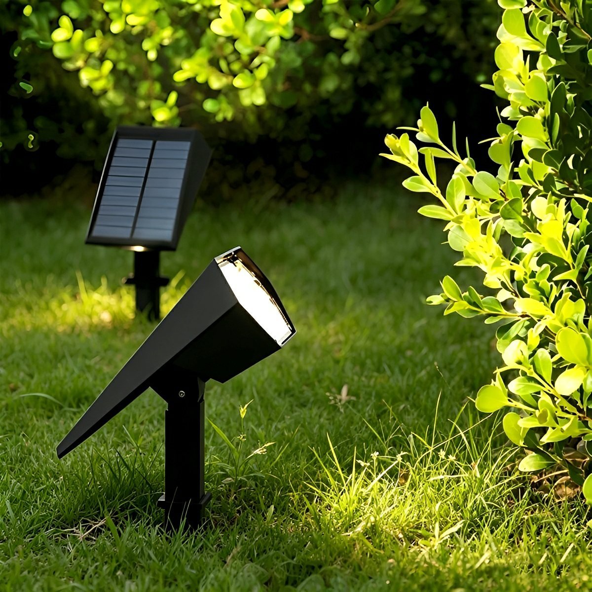 Verstellbarer Solar-Gartenstrahler LED IP65 Wasserdicht Schwarz Warmweiß RGB Außenbeleuchtung 3 m Reichweite für Garten Terrasse | Sansoti