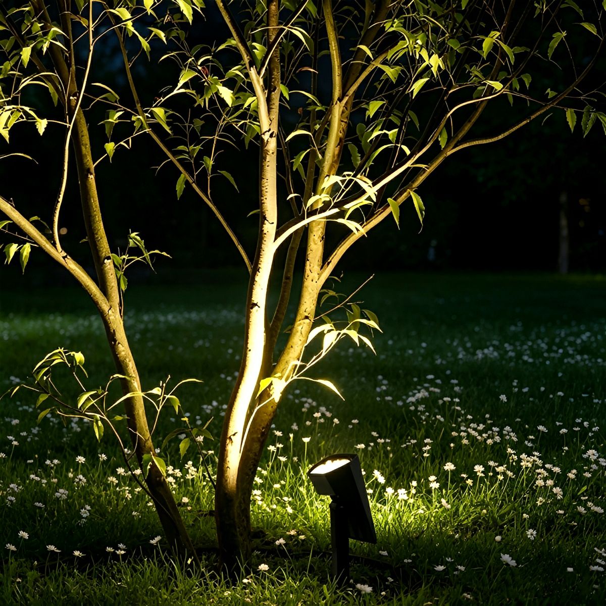 Verstellbarer Solar-Gartenstrahler LED IP65 Wasserdicht Schwarz Warmweiß RGB Außenbeleuchtung 3 m Reichweite für Garten Terrasse | Sansoti
