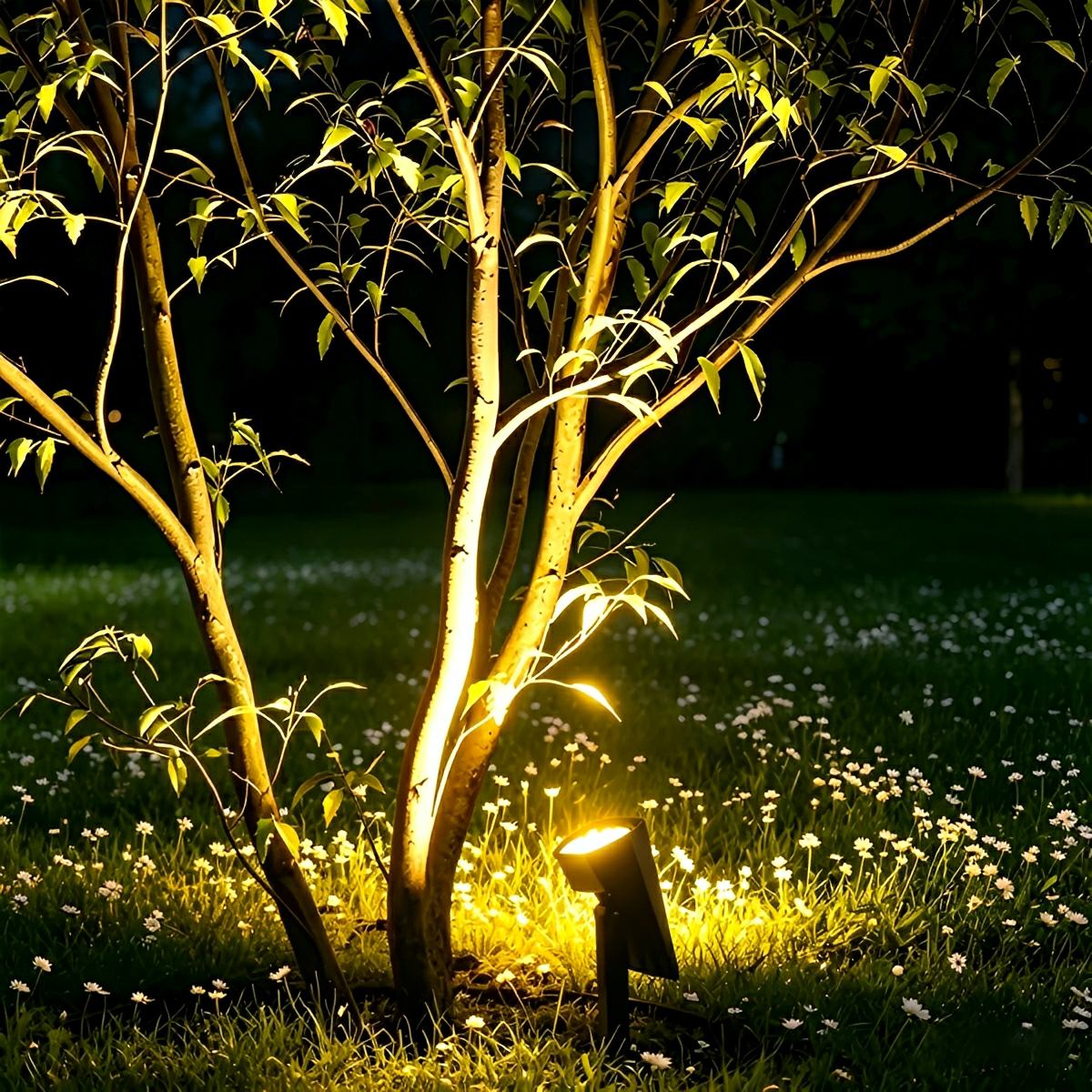 Verstellbarer Solar-Gartenstrahler LED IP65 Wasserdicht Schwarz Warmweiß RGB Außenbeleuchtung 3 m Reichweite für Garten Terrasse | Sansoti