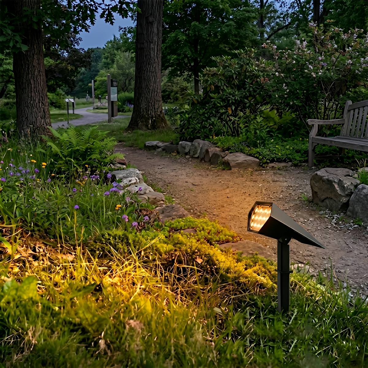 Verstellbarer Solar-Gartenstrahler LED IP65 Wasserdicht Schwarz Warmweiß RGB Außenbeleuchtung 3 m Reichweite für Garten Terrasse | Sansoti
