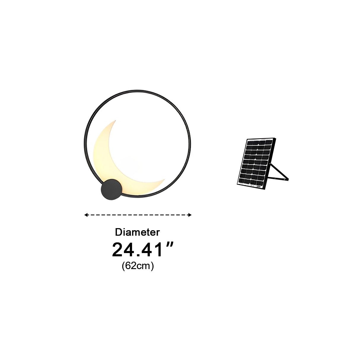 Wandlamp Maanvorm LED Buiten Zwart RVS IP65 Tuin Veranda Maanlamp Sfeerverlichting Crescent Moon Solar Buitenwandlamp Rond Decoratief | Sansoti