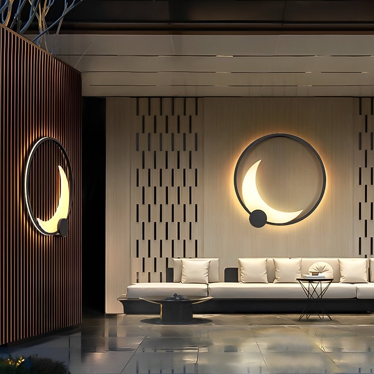 Wandlamp Maanvorm LED Buiten Zwart RVS IP65 Tuin Veranda Maanlamp Sfeerverlichting Crescent Moon Solar Buitenwandlamp Rond Decoratief | Sansoti