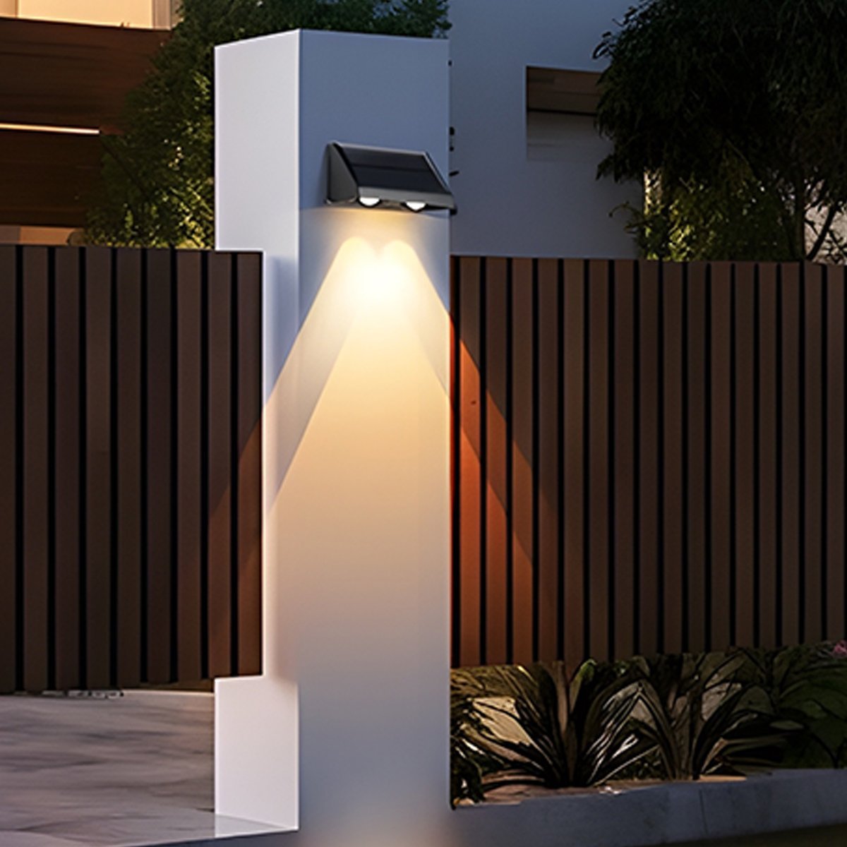 Außenwandleuchte Solar LED 6W Schwarz IP65 Fassade Haustür Terrasse Einfahrt Warmweiß 3000K Wandleuchte Außen Dämmerungslampe ABS Gartenbeleuchtung | Restfield