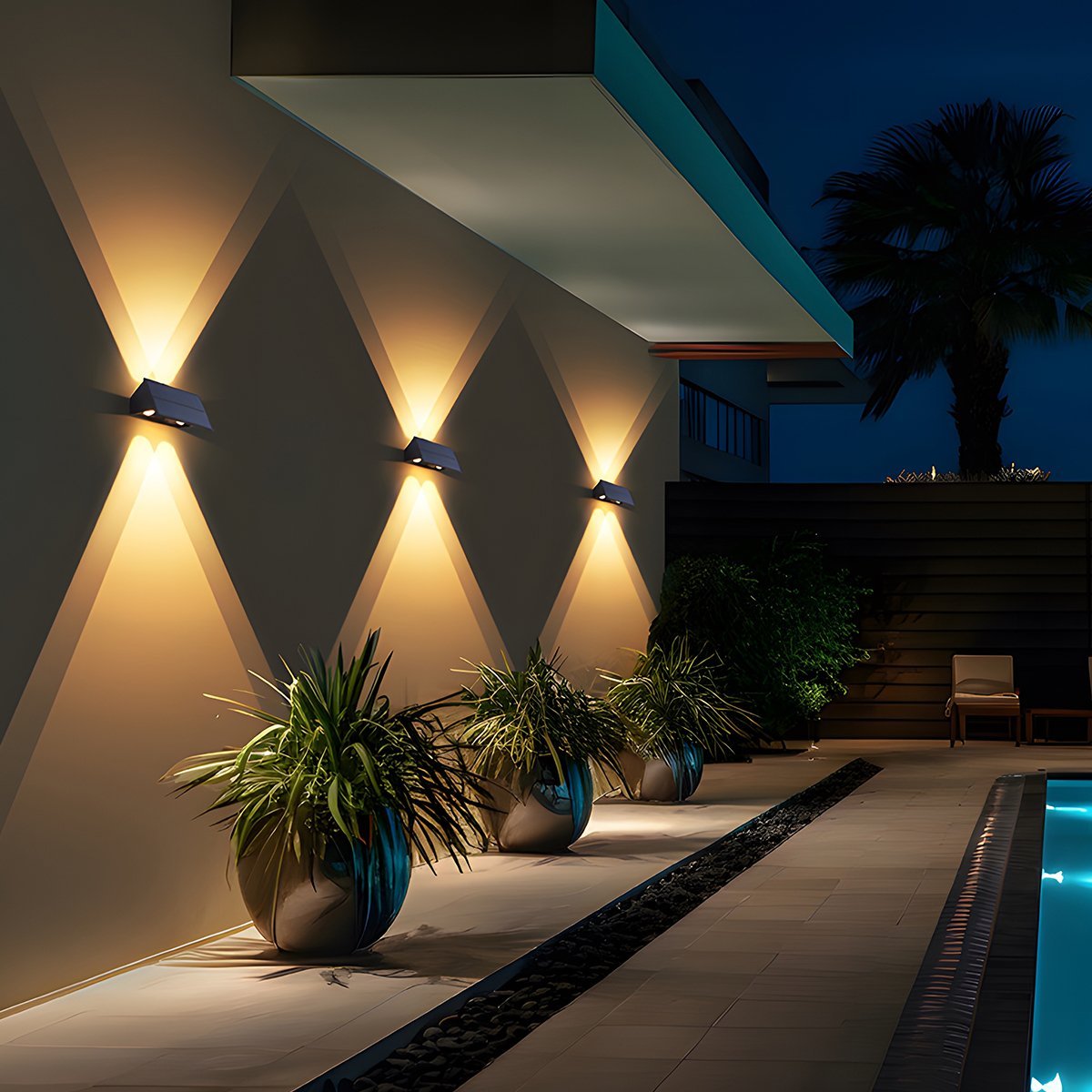 Außenwandleuchte Solar LED 6W Schwarz IP65 Fassade Haustür Terrasse Einfahrt Warmweiß 3000K Wandleuchte Außen Dämmerungslampe ABS Gartenbeleuchtung | Restfield