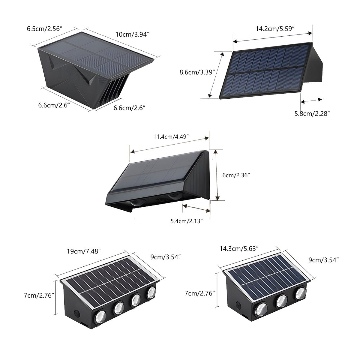 Außenwandleuchte Solar LED 6W Schwarz IP65 Fassade Haustür Terrasse Einfahrt Warmweiß 3000K Wandleuchte Außen Dämmerungslampe ABS Gartenbeleuchtung | Restfield