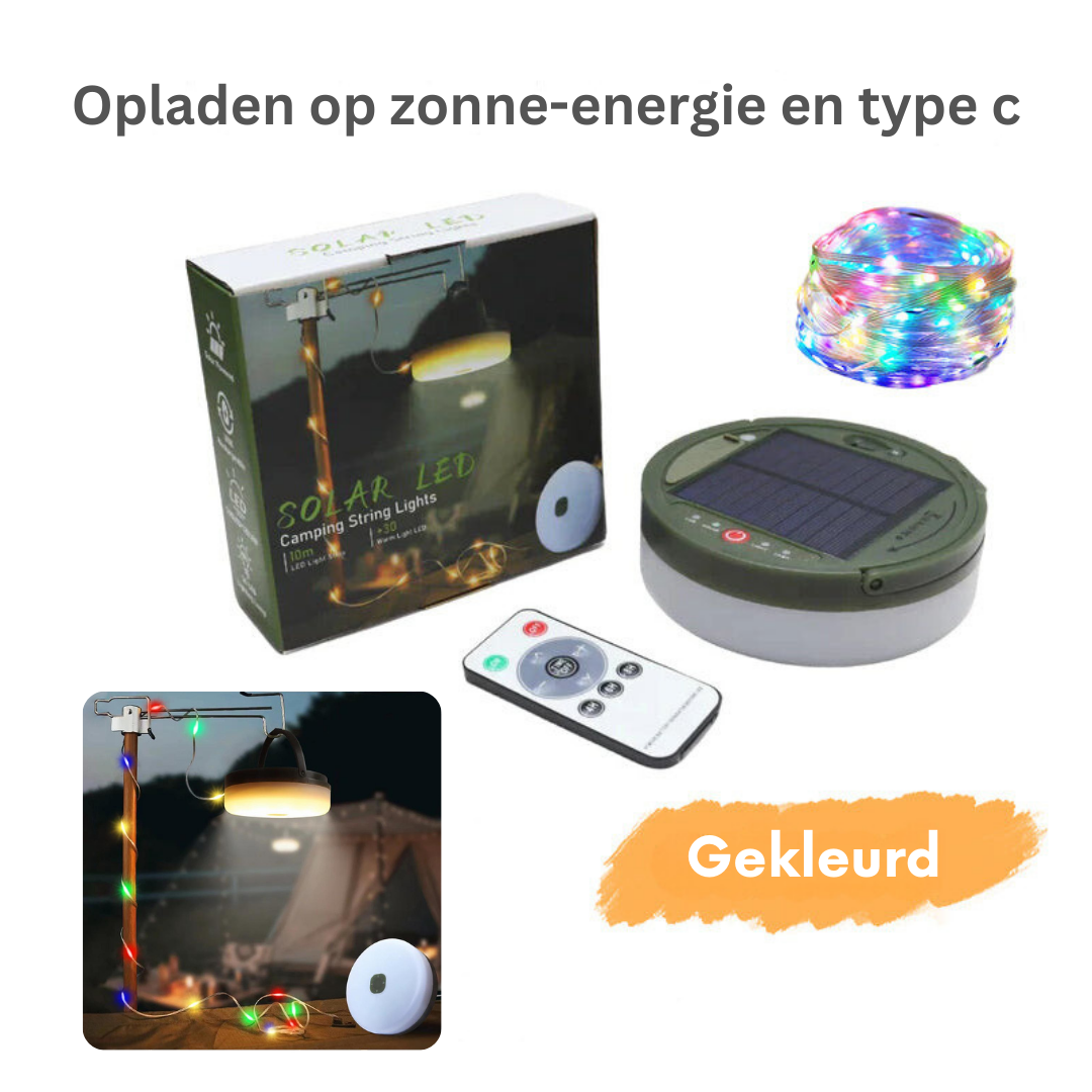 Draagbare Campinglamp met Zonne-energie en Powerbank – Waterdicht LED-Lampje met Lichtslinger voor Outdoor & Camping | Sansoti