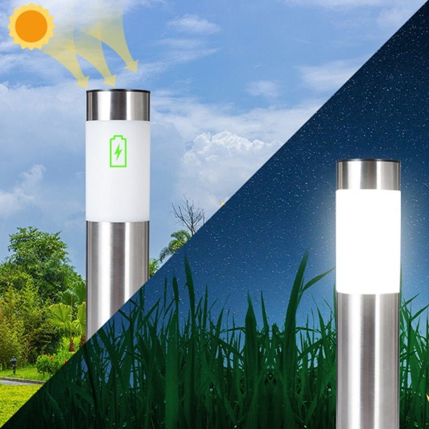 Solar Tuinpadverlichting met Lichtsensor IP65 Waterbestendig 42cm Roestvrij Staal | Sansoti